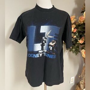 Warner Bros. Black and Blue Short Sleeve Tees with Graphic Designs